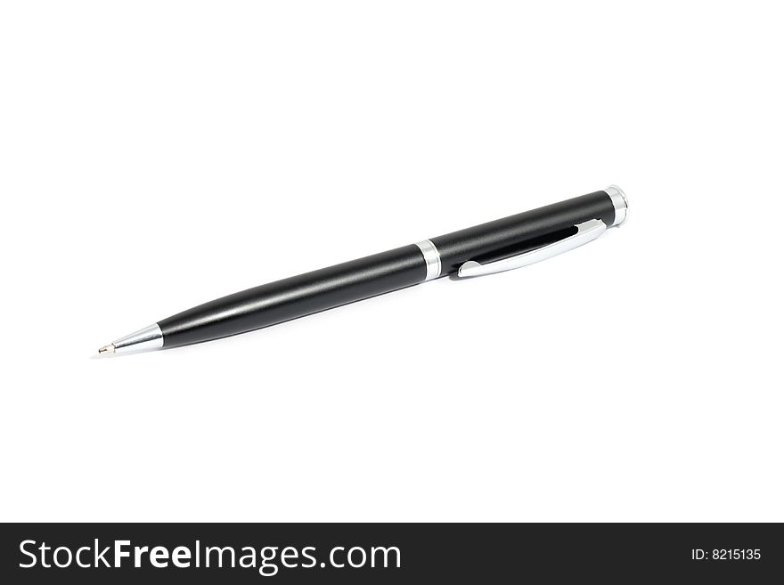 Black metallic pen isolated on white