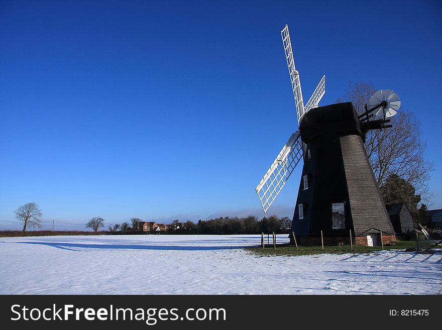 Lacey Green Windmill in the Buckinghamshire Chilterns UK photographed on a cold clear blue sky winters day. Lacey Green Windmill in the Buckinghamshire Chilterns UK photographed on a cold clear blue sky winters day.
