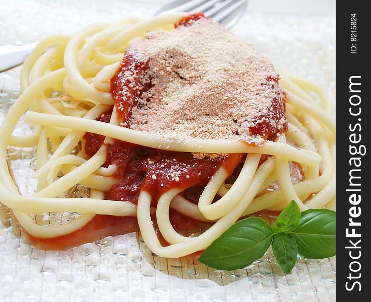 Fresh italian pasta with tomato-sauce and cheese. Fresh italian pasta with tomato-sauce and cheese
