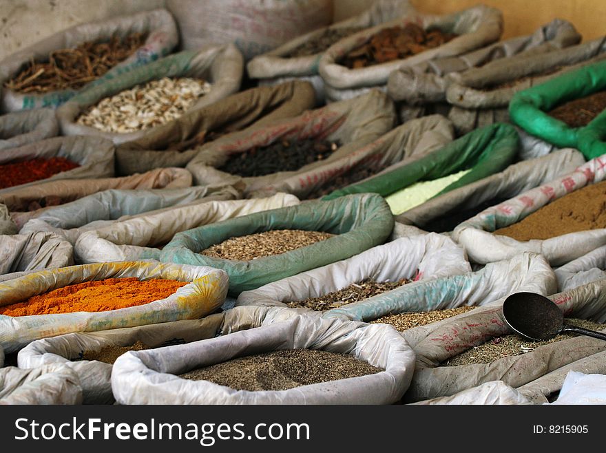 Spicery on the oriental bazaar in Xinjiang, China.