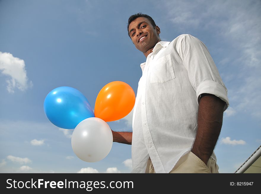 Male Portraits Holding Balloons