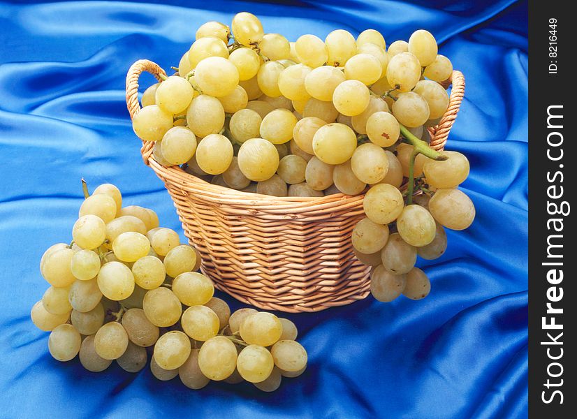 Grape in a basket with a blue background