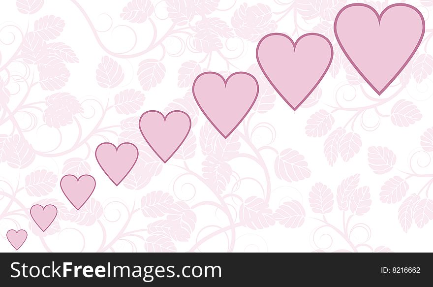 Valentines day background with hearts, vector illustration