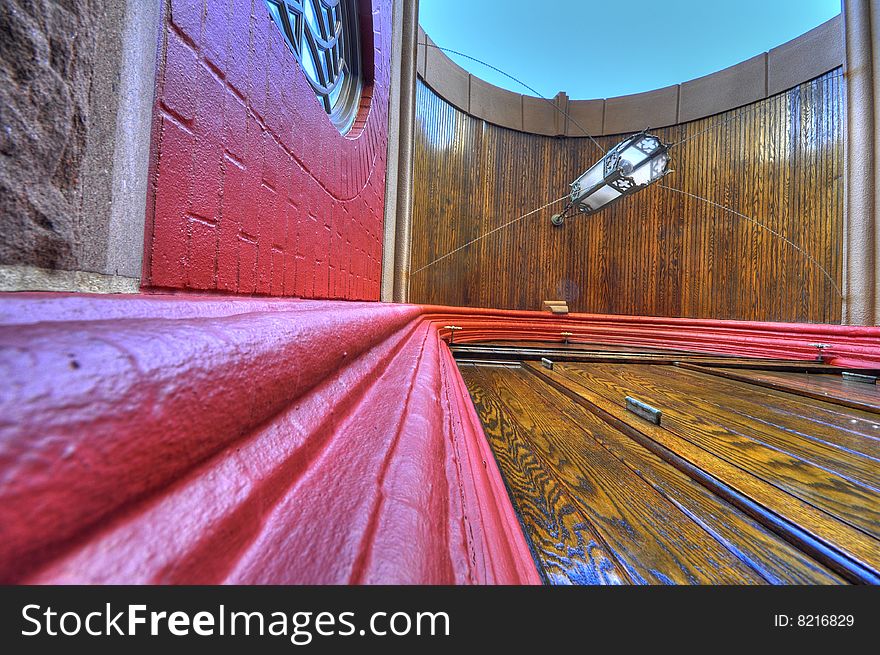 Wooden church door with archway. Wooden church door with archway