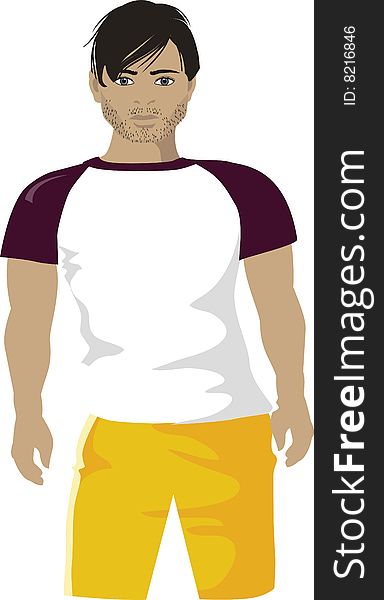 Illustration with casual model man