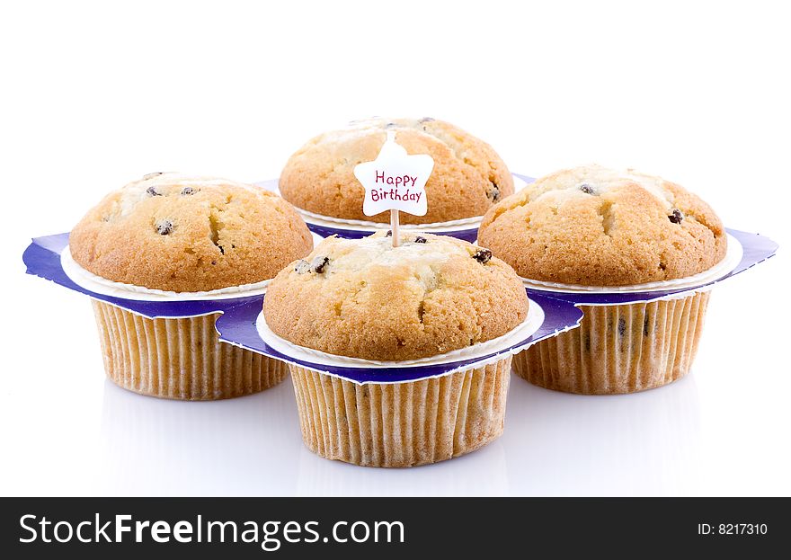 Tasty muffins isolated on white background
