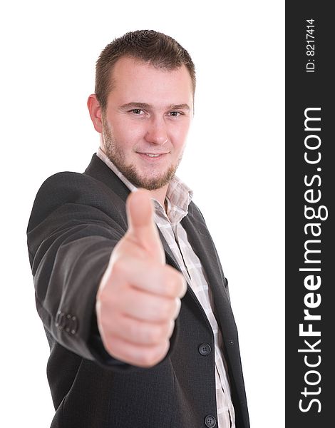 Happy casual man over white background