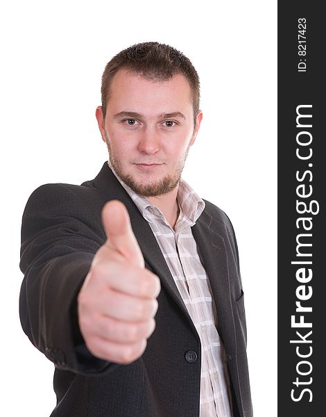 Happy casual man over white background