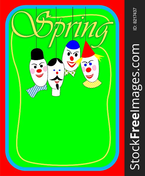 Spring, poster or card for promotion or decoration, spring scene in trendy colours. Spring, poster or card for promotion or decoration, spring scene in trendy colours