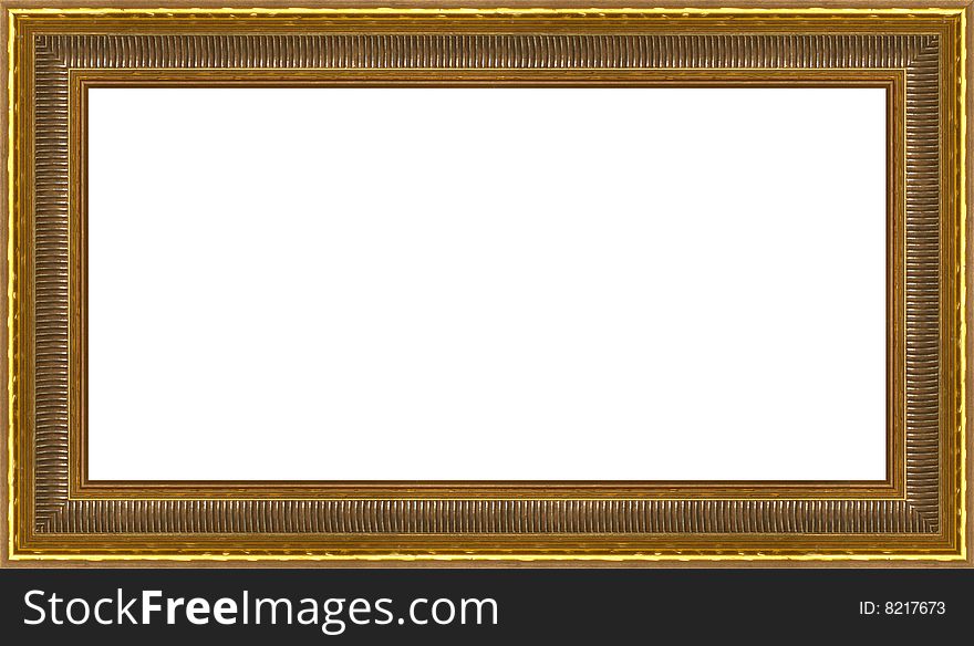 A picture gold frame on a white