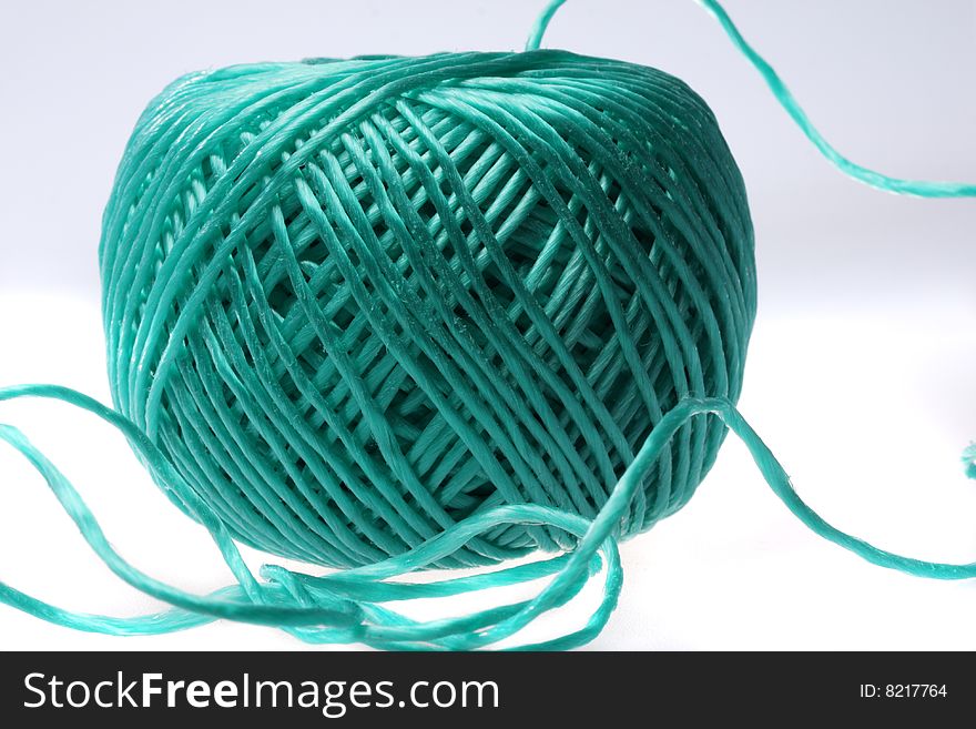 Close up from a green ball of rope. Close up from a green ball of rope