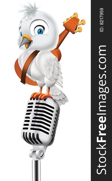 Digital drawing of a dove on a microphone. Digital drawing of a dove on a microphone