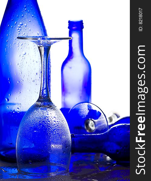 Background with creative bottles.GLASS