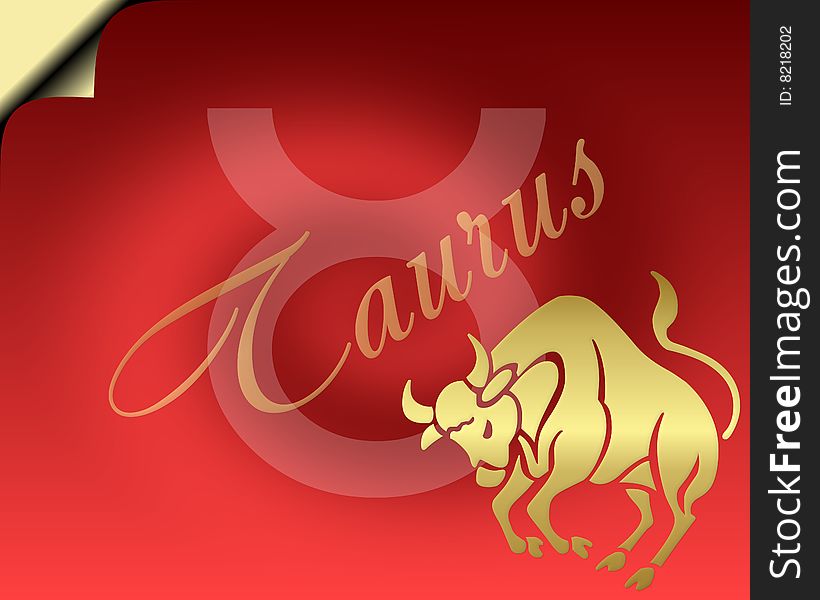 Taurus zodiac card- zodiac theme. Taurus zodiac card- zodiac theme