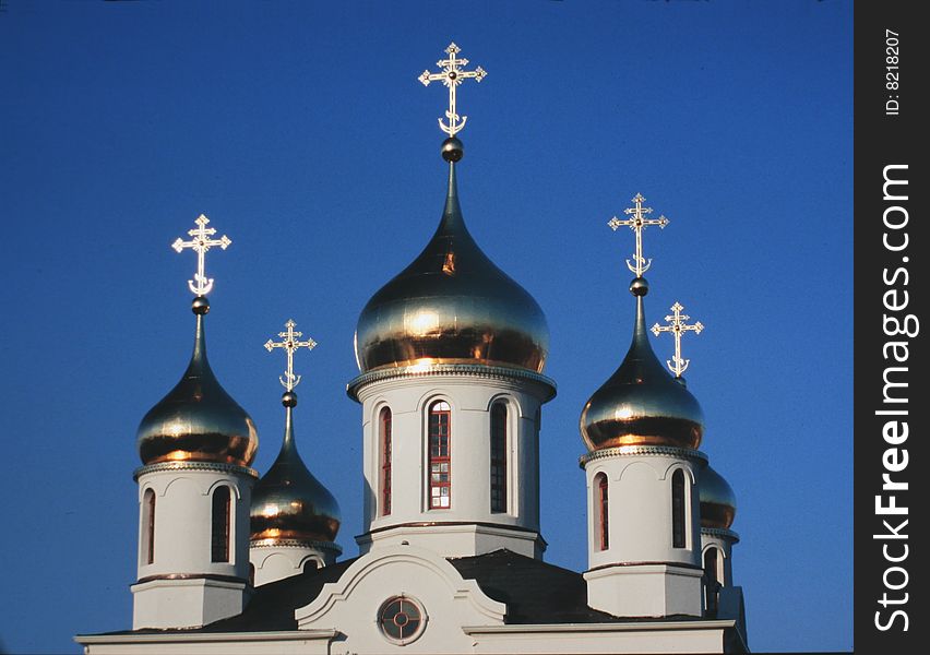 Golden domes of a Russian Orthodox Church