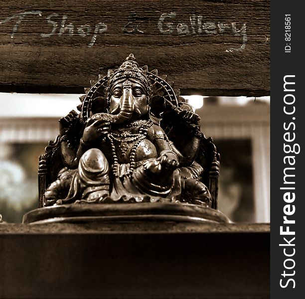 Ganesha in front of the gallery shop.