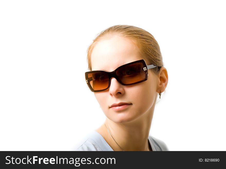 Young girl wearing vintage sunglasses. Young girl wearing vintage sunglasses