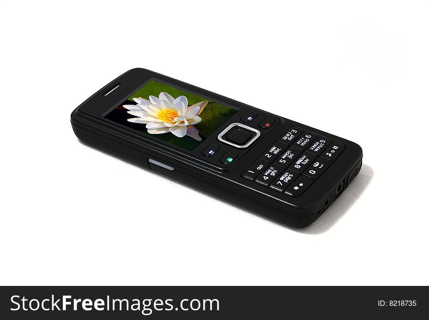 Black mobile phone on white
