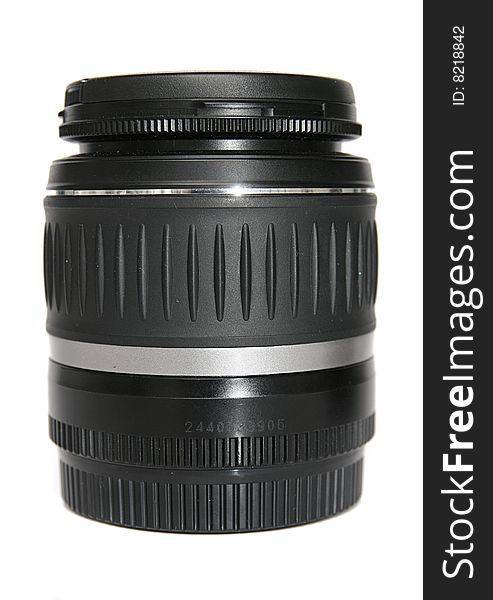 An image of photographyc lens over white background