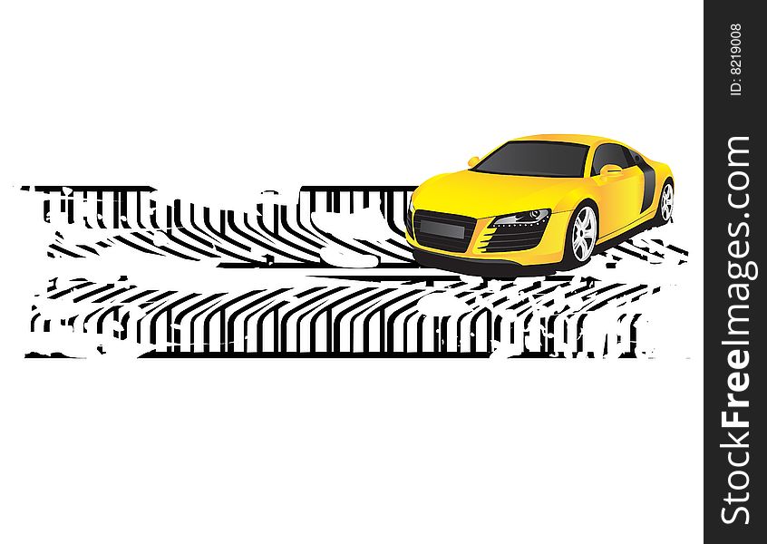 Yellow car on the black track