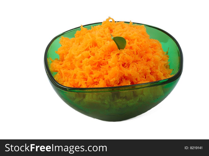 Carrots salad in green dish