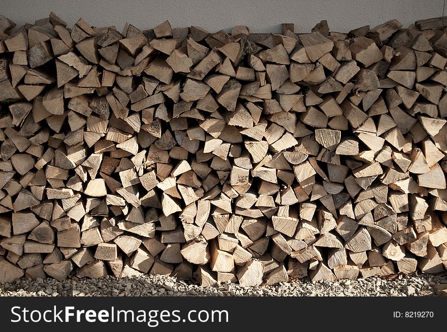 Some cut dry firewood. Winter.