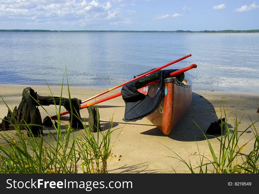 Canoe on the shore of a beach