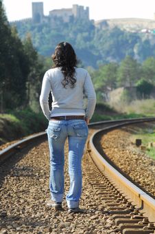 Walking On A Railway Royalty Free Stock Photo