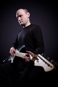 Musician Playing Guitar Royalty Free Stock Photos