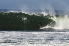 Surfing In Abreojos,Baja,Mexico Royalty Free Stock Photo
