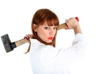 Woman With Axe Royalty Free Stock Images