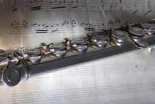 Flute And Old Sheet Music Stock Photo Flute And Old Sheet Music Stock Photo