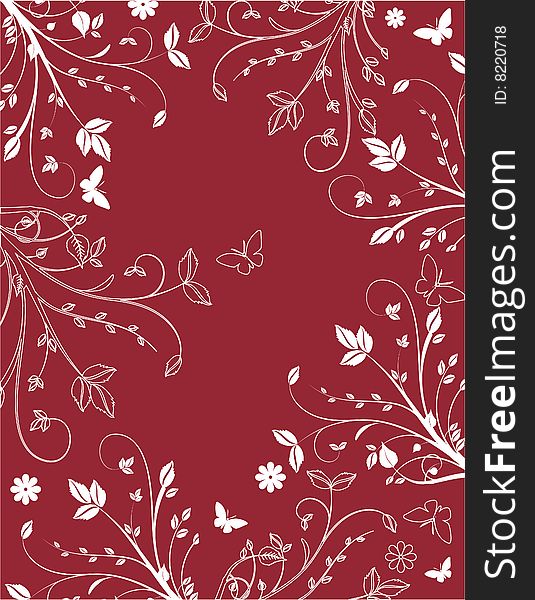 The vector illustration contains the image of claret floral background