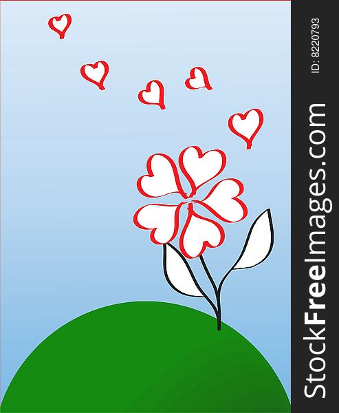 Love flower in blue background