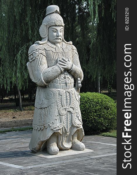 Chinese statue of a noble warrior