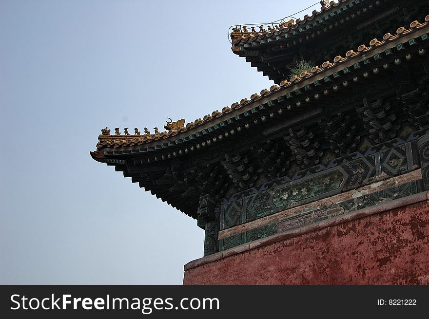 Detail of the corner of the roof of a chinese temple