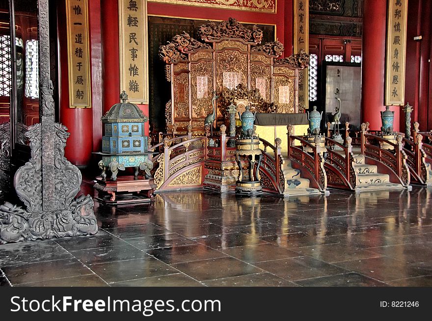 The throne room in the forbidden city, beijing