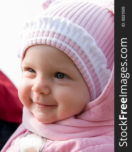 Little baby outdoors - face close-up