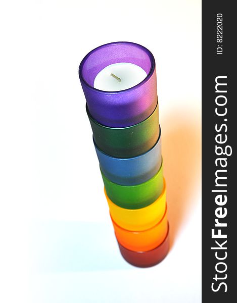 7 Colorful Candlestick or cup. 7 Colorful Candlestick or cup