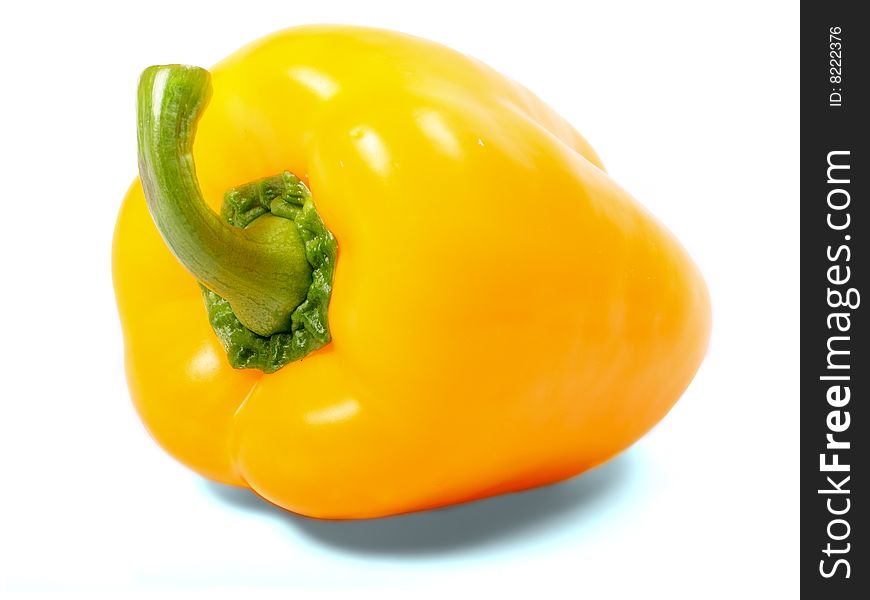 Yellow fresh paprika isolated over white