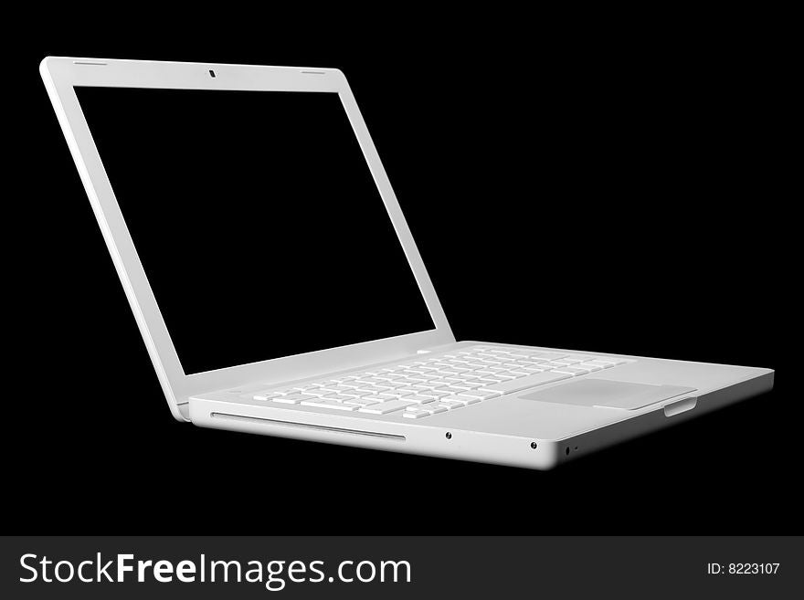 White portable computer Isolated on black
