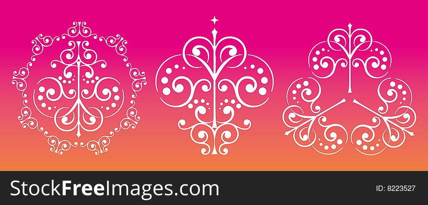 The image is floral ornament in pink and orange background.