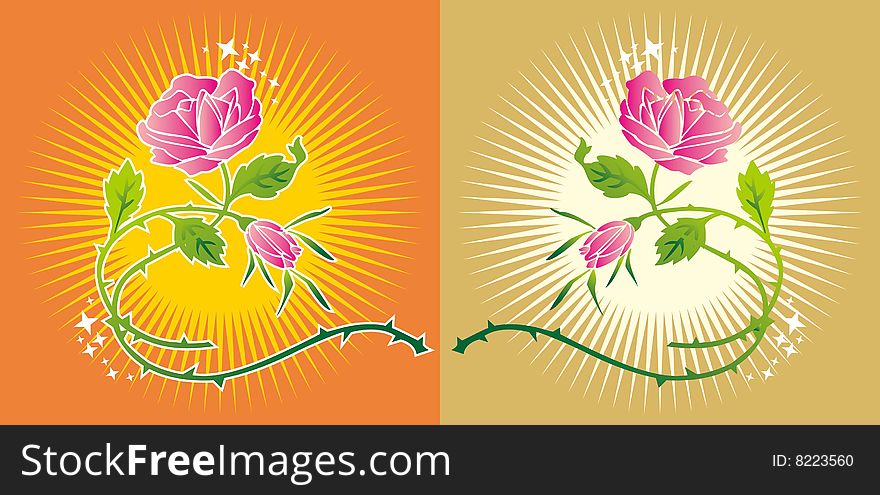 The image is symmetrical pink roses. The image is symmetrical pink roses.
