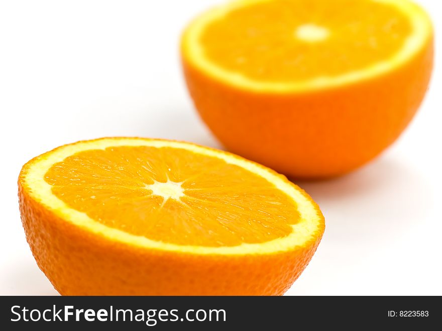 Orange and Lemon - isolated on white Background.