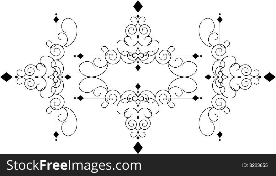 The black ornament is on white background.