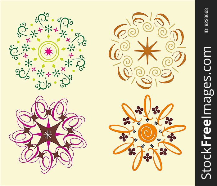 The image with four kinds of ornament. The image with four kinds of ornament.