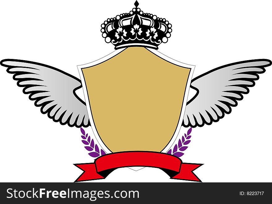 The badge with crown, wings and leaves. The badge with crown, wings and leaves.