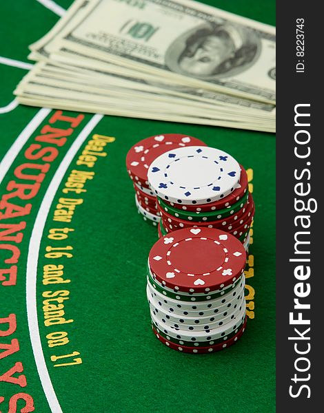 Poker chips & roulette. Series of casino