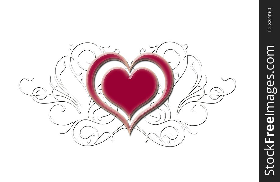 Ornate heart background on white
