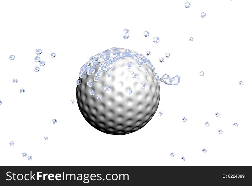 The figure shows a golf ball which water.